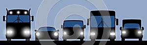 Transportation banner with truck, car, bus and lorry photo