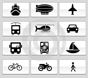 Transportation Buttons - Black and White