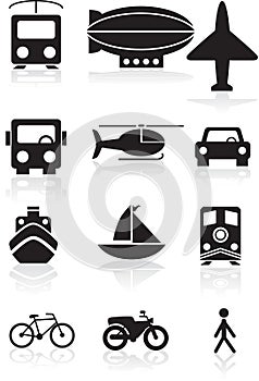 Transportation Buttons - black and white