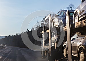 transportation of car on semi-trailer