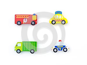 Transportation car toy wooden block isolated