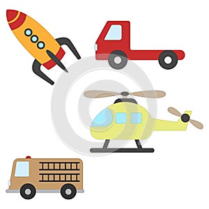 Transportation clipart set. colorful