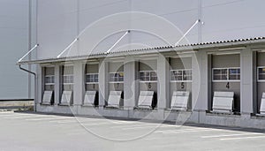 Transportation depot with a lot of doors for loading the cargo into the vehicles