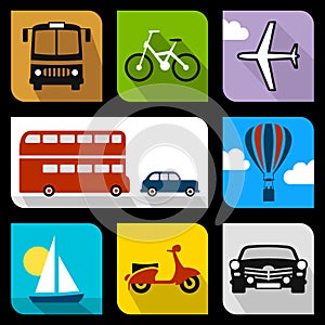 Transportation flat icons