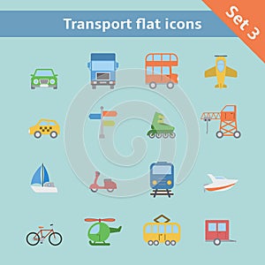 Transportation flat icons set