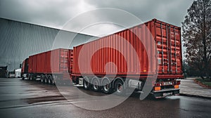 Red Container Trucks