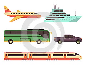 Transportation icon set in flat style