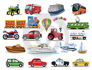 Transportation icons collection isolated on a white background