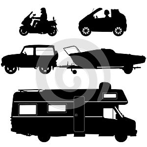 Transportation icons collection - vector silhouett