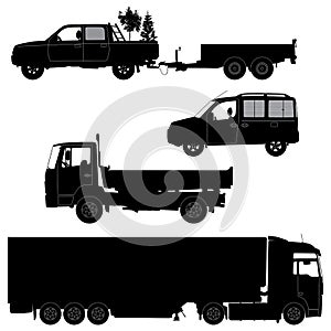 Transportation icons collection - vector silhouett