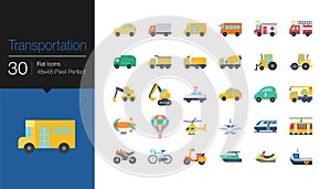 Transportation icons. Flat design. For presentation, graphic design, mobile application or UI