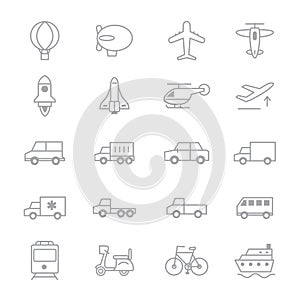 Transportation Icons Line Set Of Vector Illustration