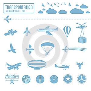 Transportation icons set - air symbols