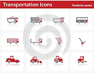 Transportation icons set - Firebrick Series