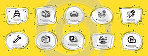 Transportation icons set. Included icon as Parking time, Escalator, Taxi signs. Vector