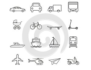 Transportation icons set. Vector illustration, flat design.