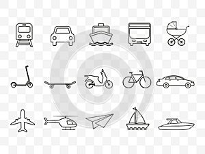 Transportation icons set. Vector illustration, flat design