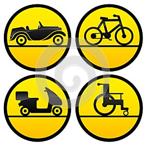 Transportation icons.