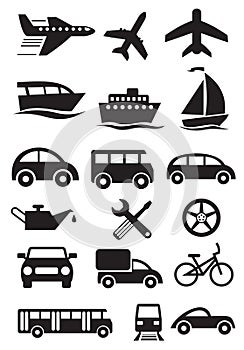 Transportation icons. Vector set