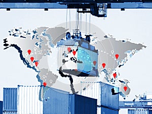 Transportation, import-export and logistics concep