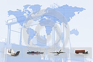 Transportation, import-export and logistics concept,