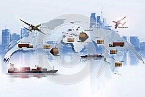 Transportation, import-export and logistics concept,