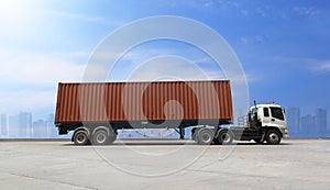 Transportation, import-export, truck and send a goods