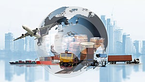 Transportation, import-export, truck and send a goods