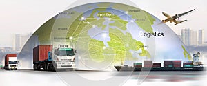 Transportation, import-export, truck and send a goods