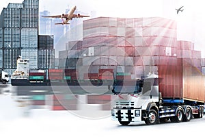 Transportation, import-export, truck and send a goods