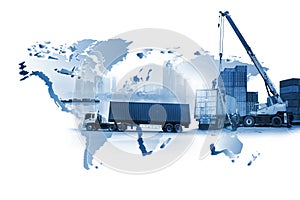 Transportation, import-export, truck and send a goods