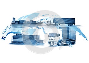 Transportation, import-export, use truck for send goods calmly