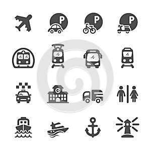 Transportation and infrastructure icon set, vector eps10