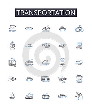 Transportation line icons collection. Assertion, Expression, Communication, Declaration, Utterance, Pronouncement