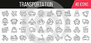 Transportation line icons collection. Set of simple icons. Vector illustration