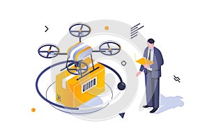 Transportation logistics concept in 3d isometric design. Vector illustration