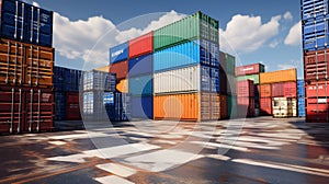 Transportation Logistics of international container cargo shipping. Neural network AI generated