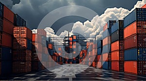 Transportation Logistics of international container cargo shipping. Neural network AI generated