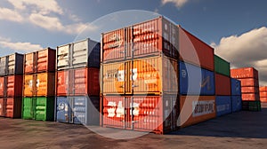 Transportation Logistics of international container cargo shipping. Neural network AI generated