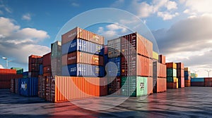 Transportation Logistics of international container cargo shipping. Neural network AI generated