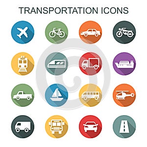 Transportation long shadow icons