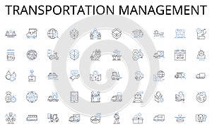 Transportation management line icons collection. Prosperity, Abundance, Fortune, Riches, Affluence, Wealthiness