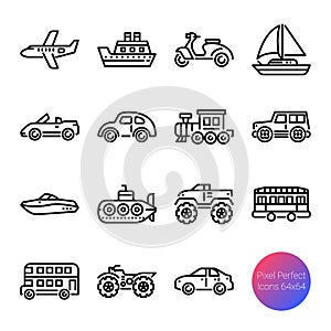 Transportation outline icons