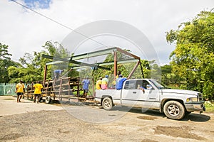 Transportation of rafts on the Martha Brae Rive in Jamaica.