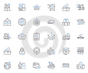 Transportation services line icons collection. Shipping, Logistics, Haulage, Delivery, Freight, Transport, Transit