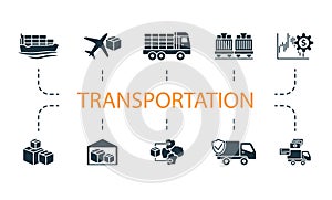 Transportation set. Creative icons. Editable elements.