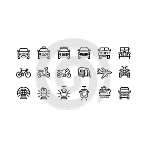 Transportation simple icons vector design