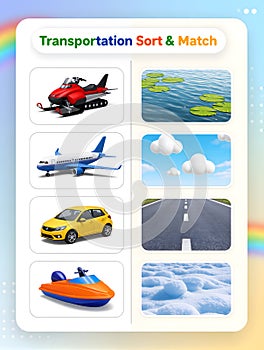 Transportation Sort & Match Learning Game for Kids