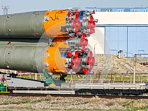 Transportation of the spacecraft to the launch site, Baikonur, Kazakhstan