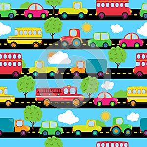 Transportation Themed Seamless Tileable Background Pattern